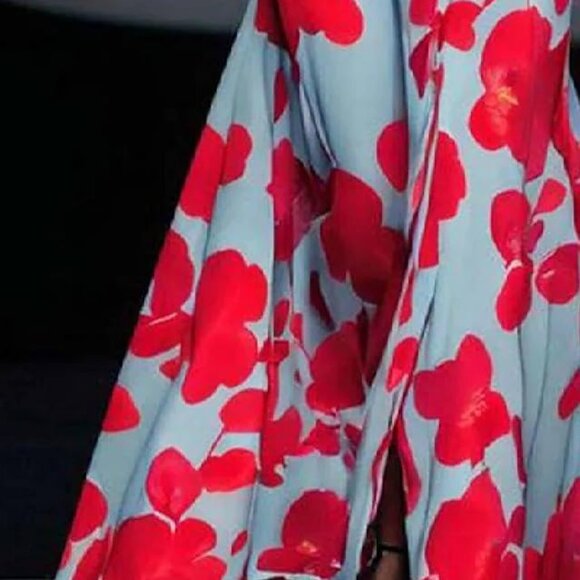 Blue and Red Short Sleeve Maxi Dress - Picture 3 of 4